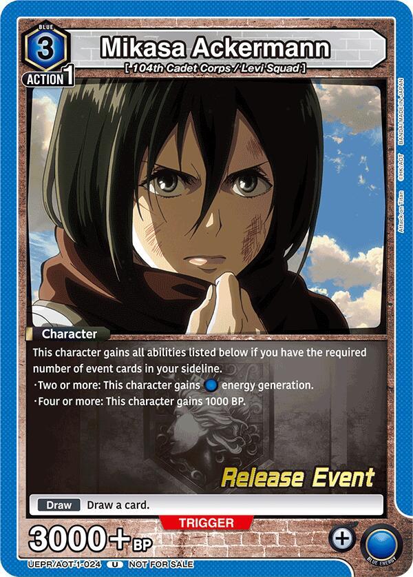 Mikasa Ackermann UEPR/AOT-1-024 card from UE10BT: Attack on Titan Release Event Cards
