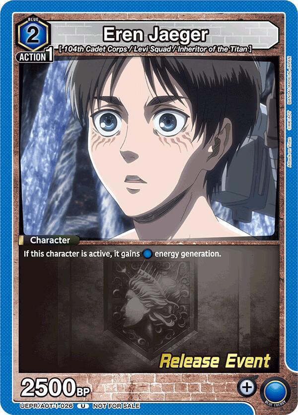 Eren Jaeger UEPR/AOT-1-026 card from UE10BT: Attack on Titan Release Event Cards