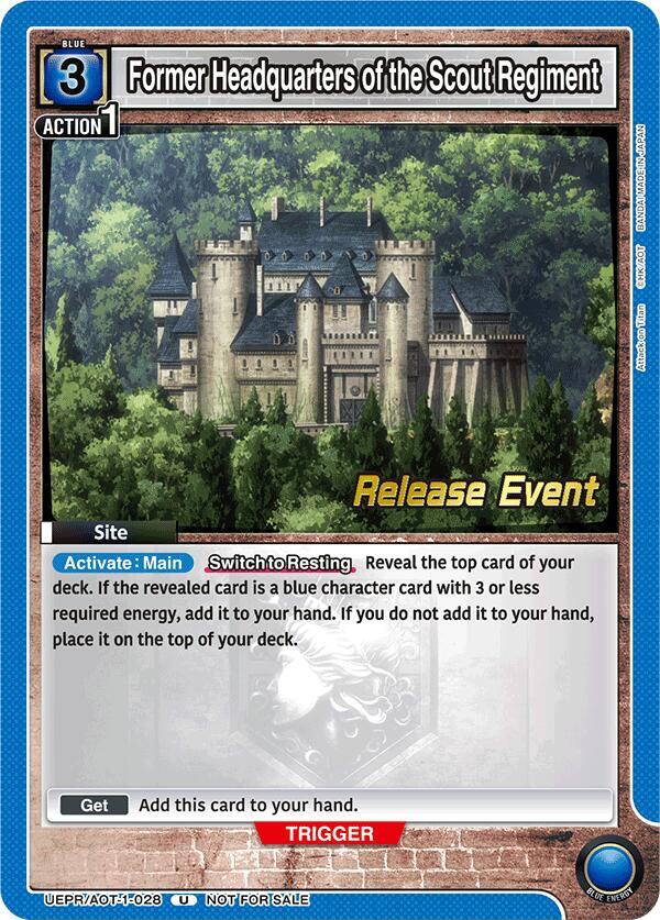 Former Headquarters of the Scout Regiment UEPR/AOT-1-028 card from UE10BT: Attack on Titan Release Event Cards