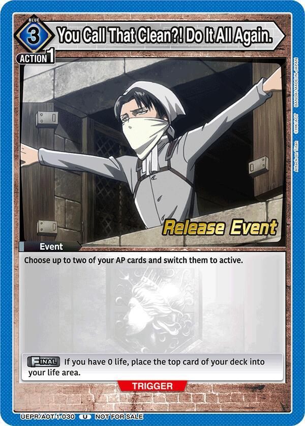 You Call That Clean?! Do It All Again. UEPR/AOT-1-030 card from UE10BT: Attack on Titan Release Event Cards