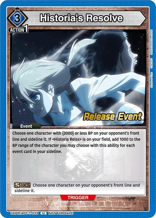 Historia's Resolve UEPR/AOT-1-033 card from UE10BT: Attack on Titan Release Event Cards