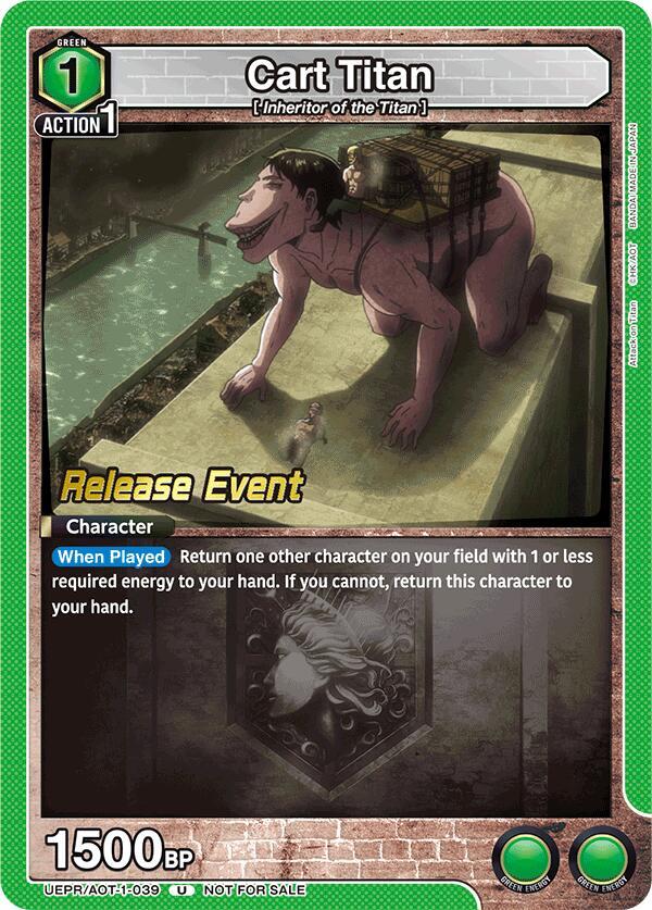Cart Titan UEPR/AOT-1-039 card from UE10BT: Attack on Titan Release Event Cards