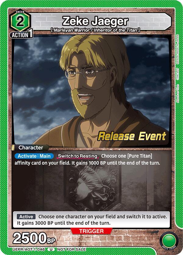 Zeke Jaeger UEPR/AOT-1-046 card from UE10BT: Attack on Titan Release Event Cards