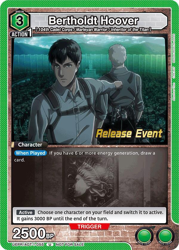Bertholdt Hoover UEPR/AOT-1-055 card from UE10BT: Attack on Titan Release Event Cards