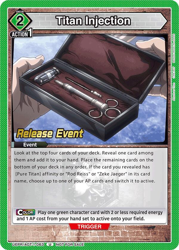 Titan Injection UEPR/AOT-1-063 card from UE10BT: Attack on Titan Release Event Cards