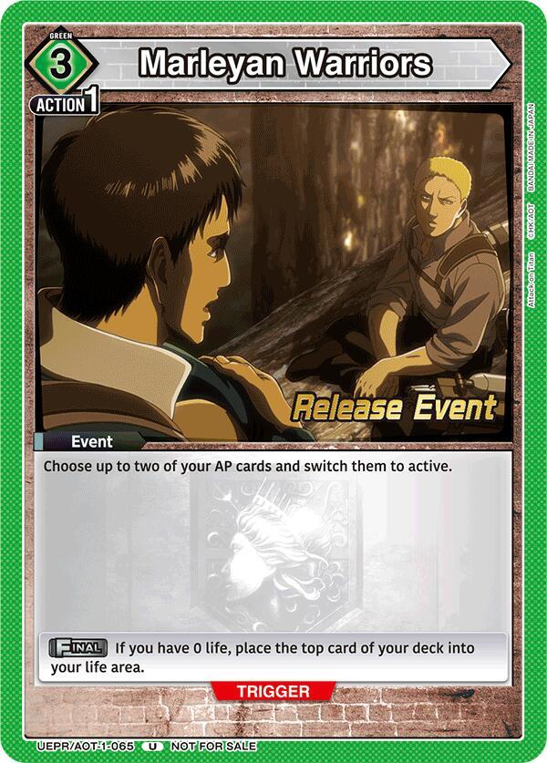Marleyan Warriors UEPR/AOT-1-065 card from UE10BT: Attack on Titan Release Event Cards