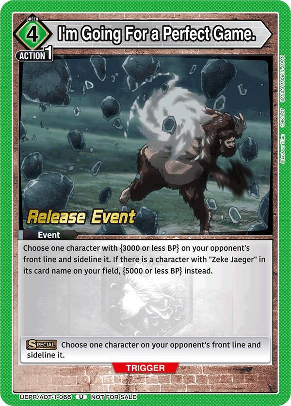 I'm Going For a Perfect Game. UEPR/AOT-1-066 card from UE10BT: Attack on Titan Release Event Cards
