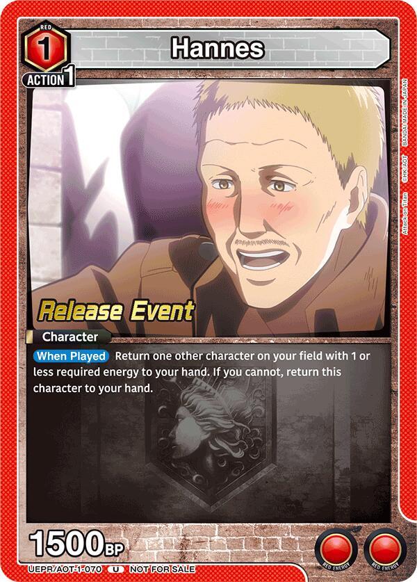 Hannes UEPR/AOT-1-070 card from UE10BT: Attack on Titan Release Event Cards