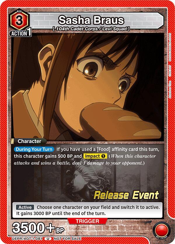Sasha Braus UEPR/AOT-1-081 card from UE10BT: Attack on Titan Release Event Cards
