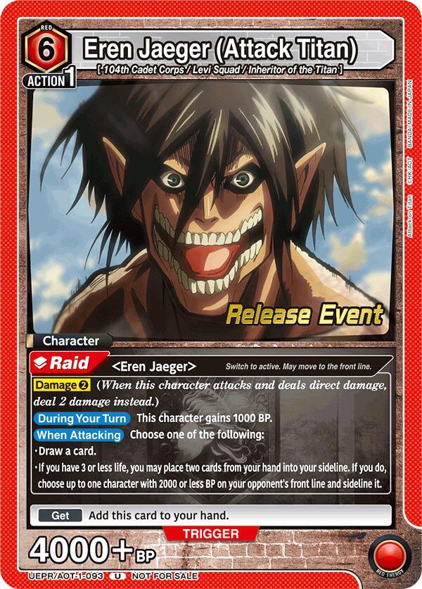 Eren Jaeger (Attack Titan) UEPR/AOT-1-093 card from UE10BT: Attack on Titan Release Event Cards