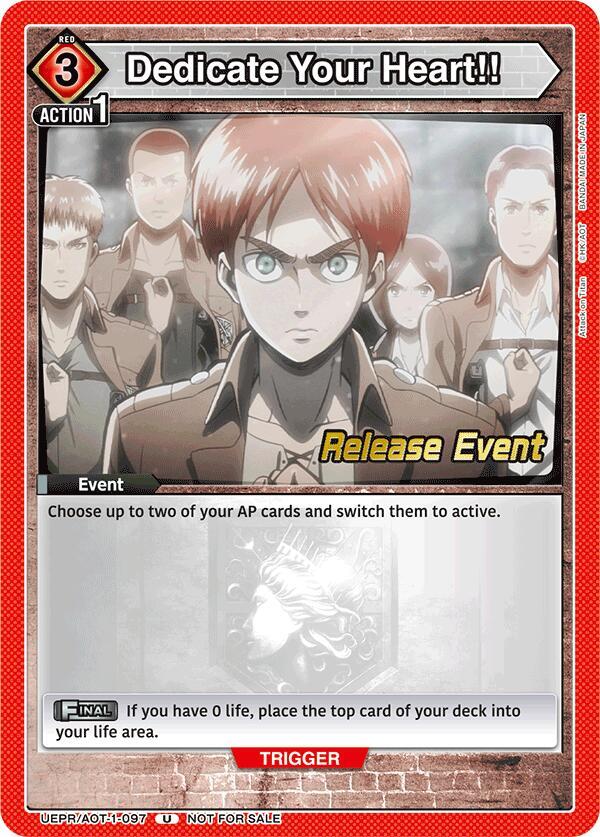 Dedicate Your Heart!! UEPR/AOT-1-097 card from UE10BT: Attack on Titan Release Event Cards