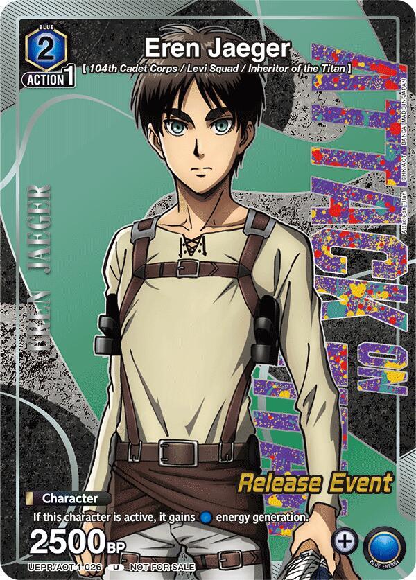 Eren Jaeger (Release Event Participation) UEPR/AOT-1-026 card from UE10BT: Attack on Titan Release Event Cards