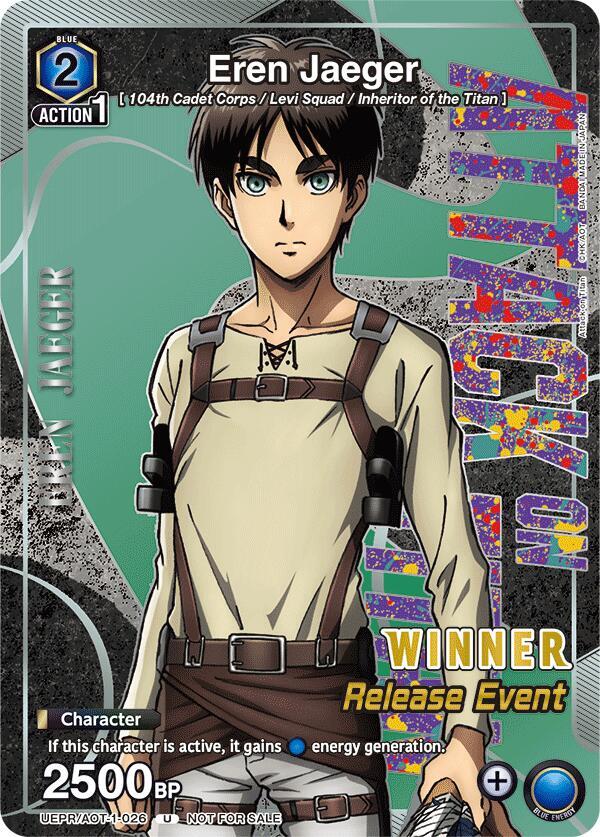Eren Jaeger (Release Event Winner) UEPR/AOT-1-026 card from UE10BT: Attack on Titan Release Event Cards