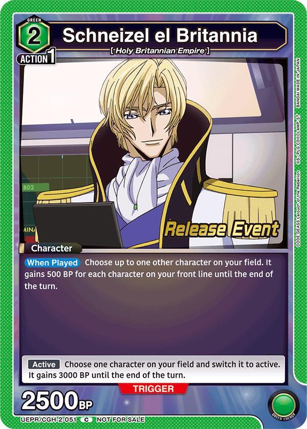 Schneizel el Britannia UEPR/CGH-2-051 card from UEX03BT: CODE GEASS: Lelouch of the Rebellion Vol.2 Release Event Cards
