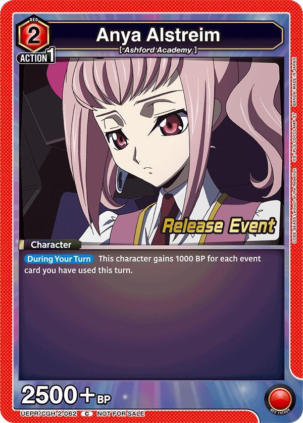 Anya Alstreim UEPR/CGH-2-062 card from UEX03BT: CODE GEASS: Lelouch of the Rebellion Vol.2 Release Event Cards