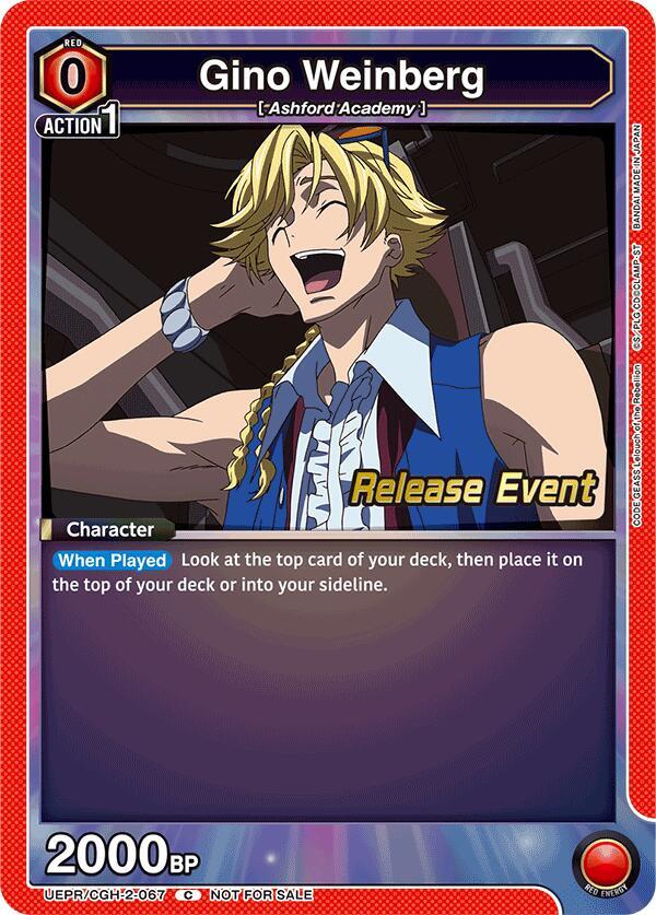 Gino Weinberg UEPR/CGH-2-067 card from UEX03BT: CODE GEASS: Lelouch of the Rebellion Vol.2 Release Event Cards