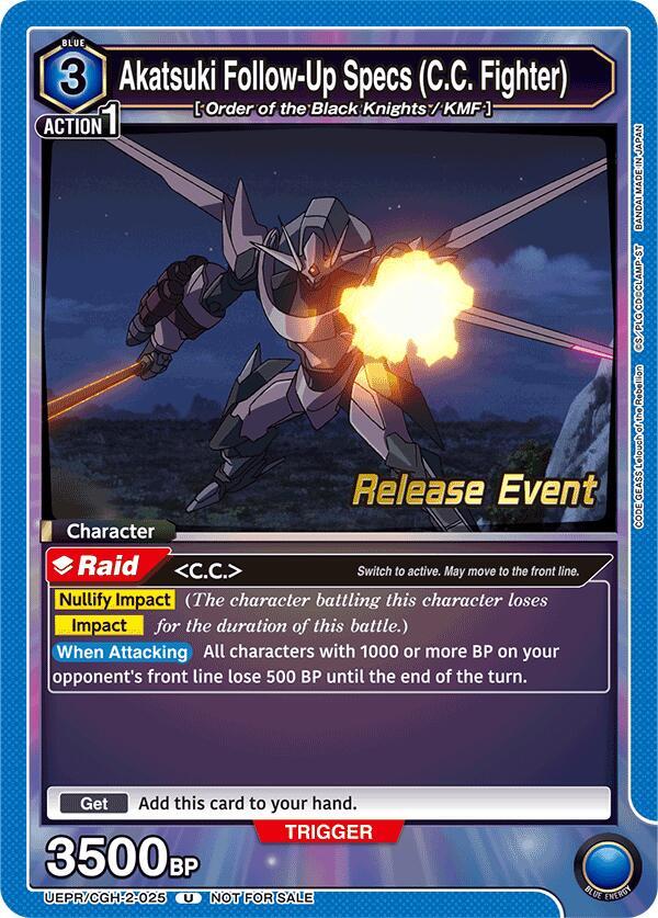 Akatsuki Follow-Up Specs (C.C. Fighter) UEPR/CGH-2-025 card from UEX03BT: CODE GEASS: Lelouch of the Rebellion Vol.2 Release Event Cards
