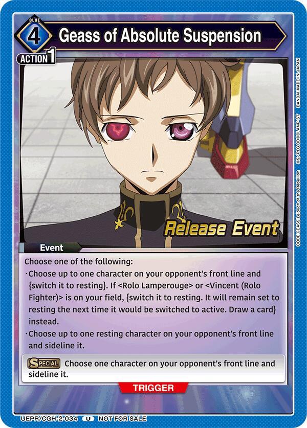 Geass of Absolute Suspension UEPR/CGH-2-034 card from UEX03BT: CODE GEASS: Lelouch of the Rebellion Vol.2 Release Event Cards