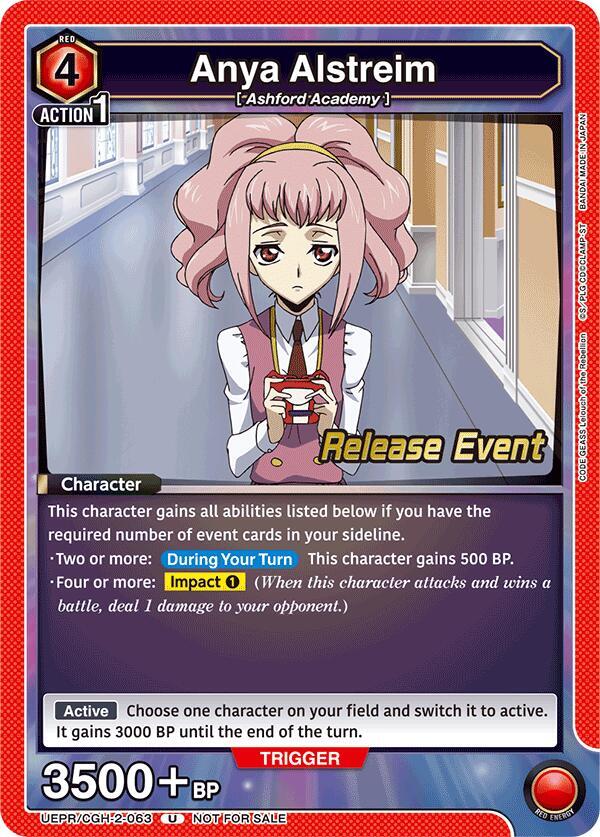 Anya Alstreim UEPR/CGH-2-063 card from UEX03BT: CODE GEASS: Lelouch of the Rebellion Vol.2 Release Event Cards