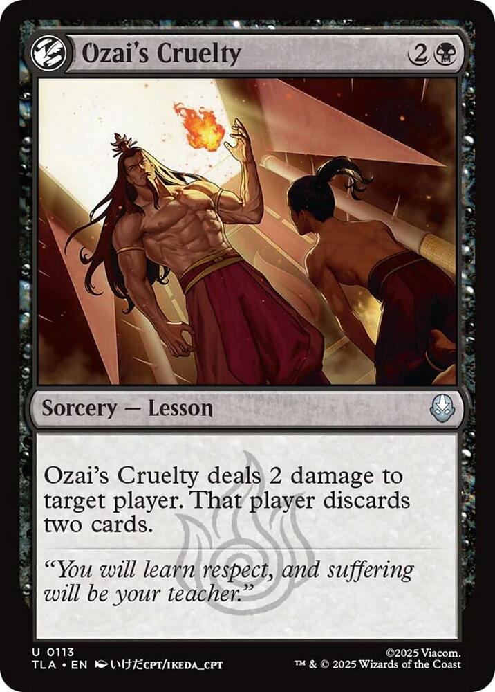 Ozai's Cruelty 113 card from Avatar: The Last Airbender