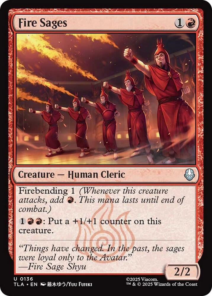 Fire Sages 136 card from Avatar: The Last Airbender