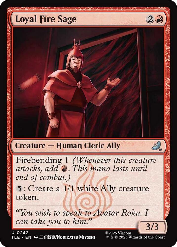 Loyal Fire Sage 242 card from Avatar: The Last Airbender: Eternal-Legal