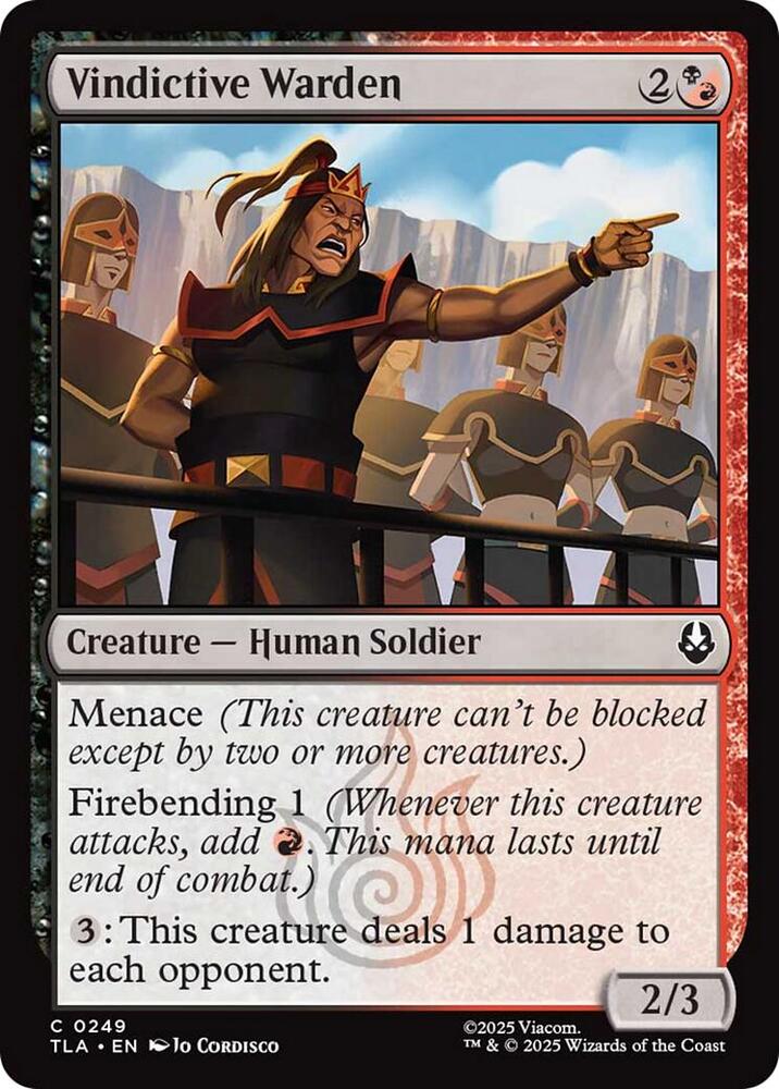 Vindictive Warden 249 card from Avatar: The Last Airbender