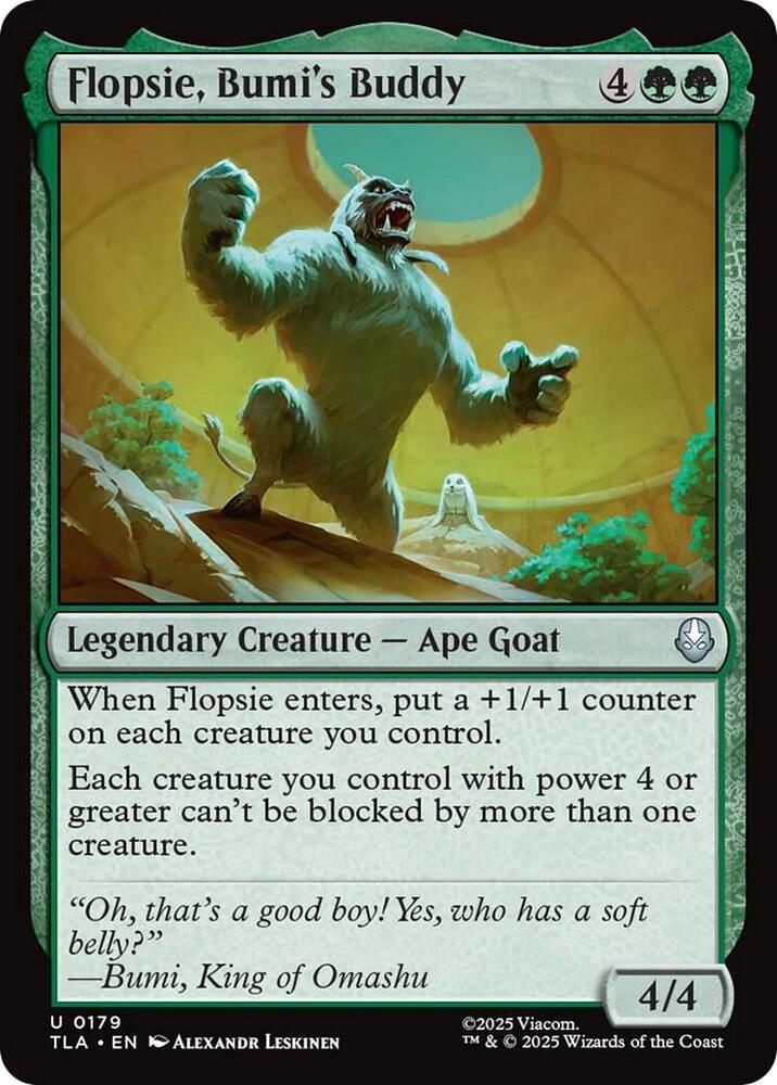Flopsie, Bumi's Buddy 179 card from Avatar: The Last Airbender