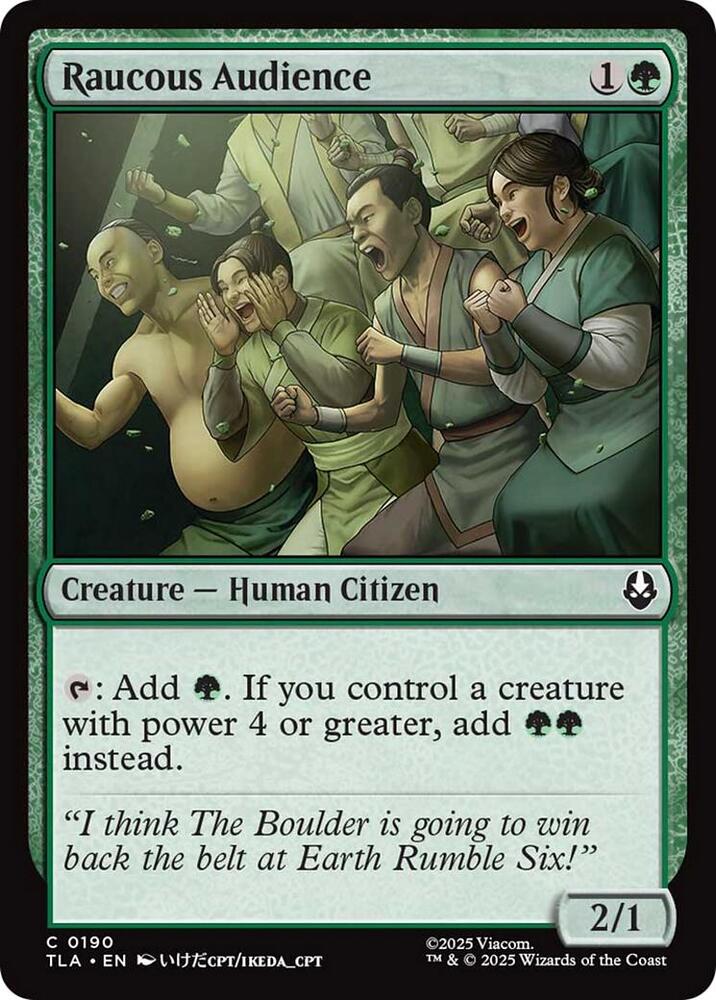 Raucous Audience 190 card from Avatar: The Last Airbender