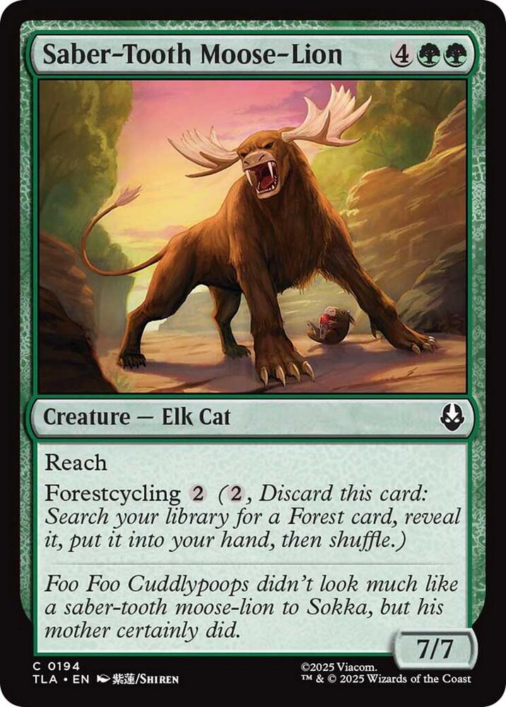 Saber-Tooth Moose-Lion 194 card from Avatar: The Last Airbender