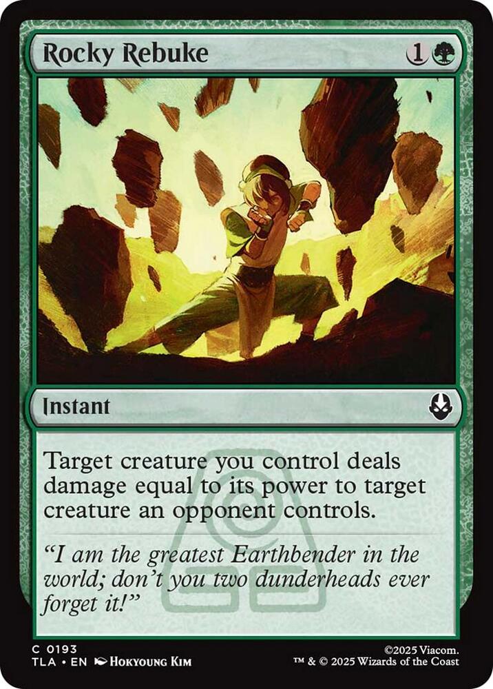 Rocky Rebuke 193 card from Avatar: The Last Airbender