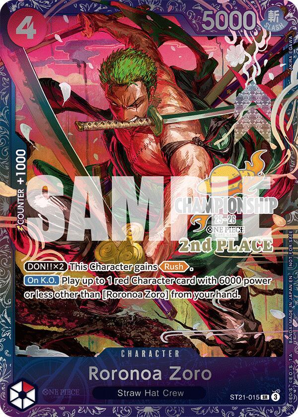 Roronoa Zoro (CS 25-26 2nd Place) ST21-015 card from One Piece Promotion Cards
