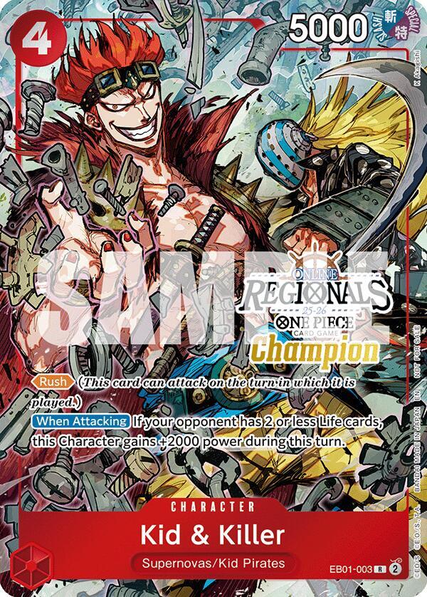 Kid & Killer (Online Regional Champion Card Set 2025 Vol.2) EB01-003 card from One Piece Promotion Cards
