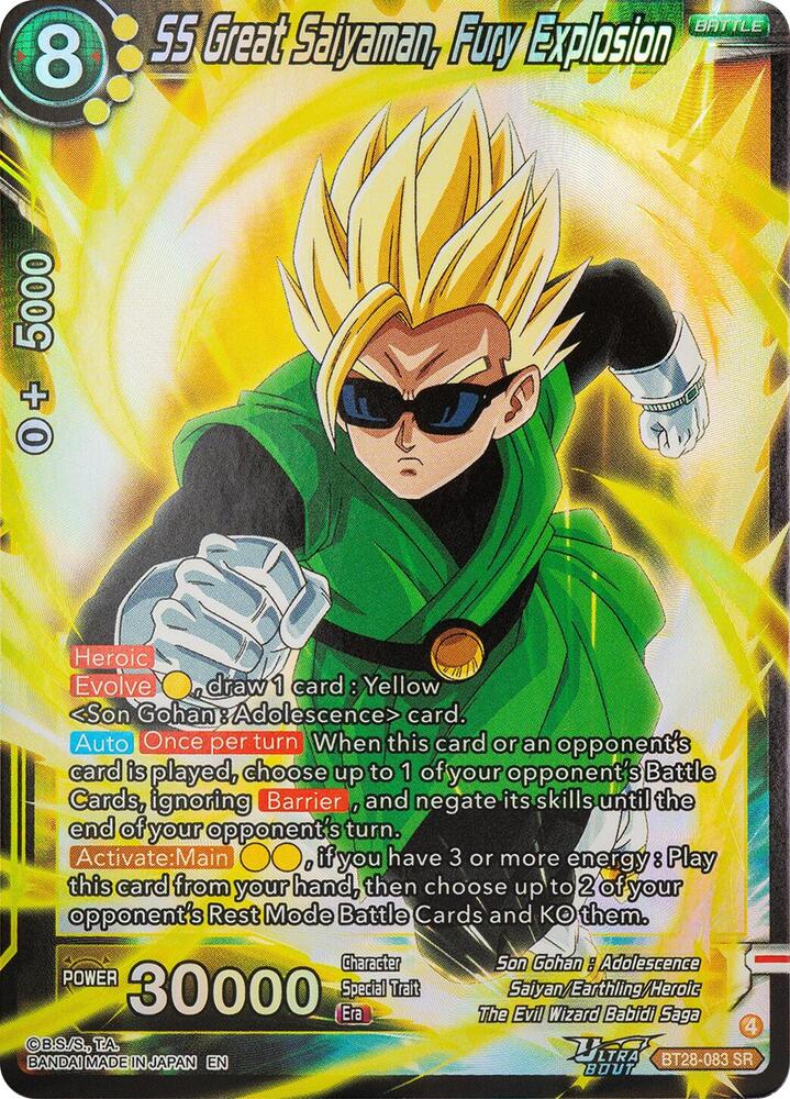 SS Great Saiyaman, Fury Explosion BT28-083 card from Prismatic Clash