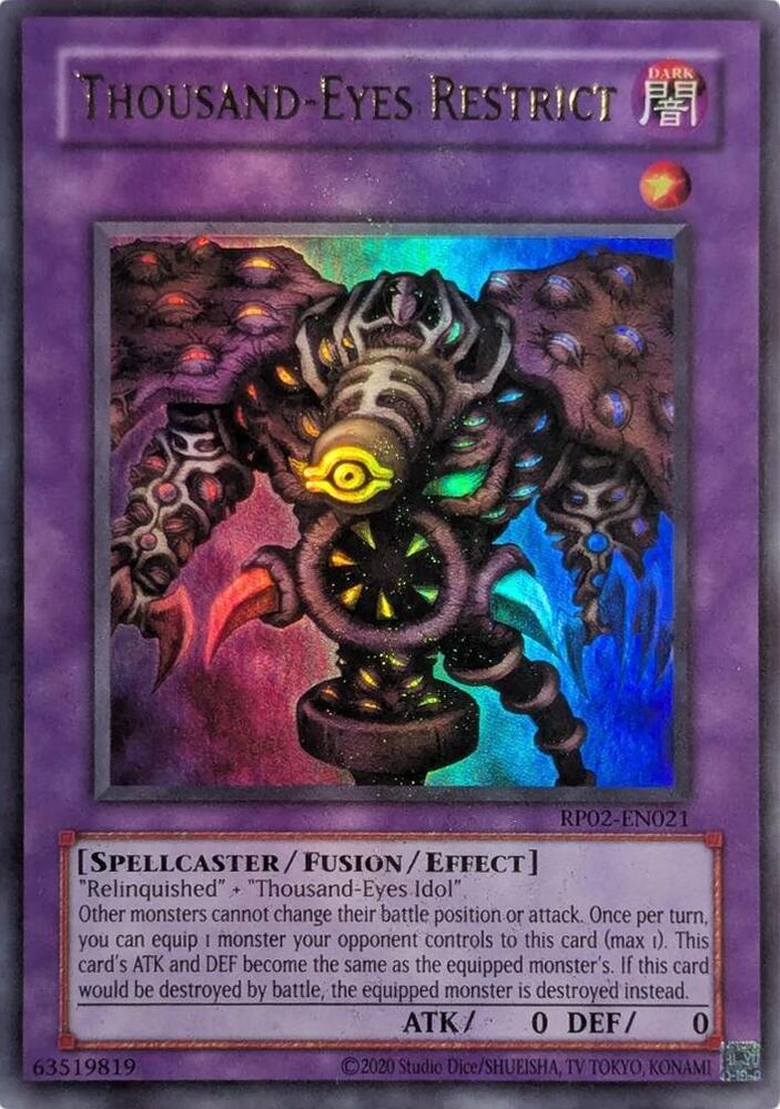 Thousand-Eyes Restrict RP02-EN021 card from Retro Pack 2 (2020 Date Reprint)