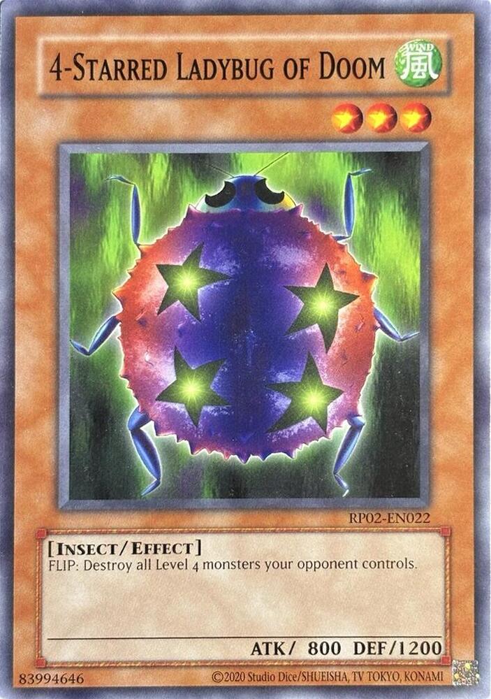 4-Starred Ladybug of Doom RP02-EN022 card from Retro Pack 2 (2020 Date Reprint)