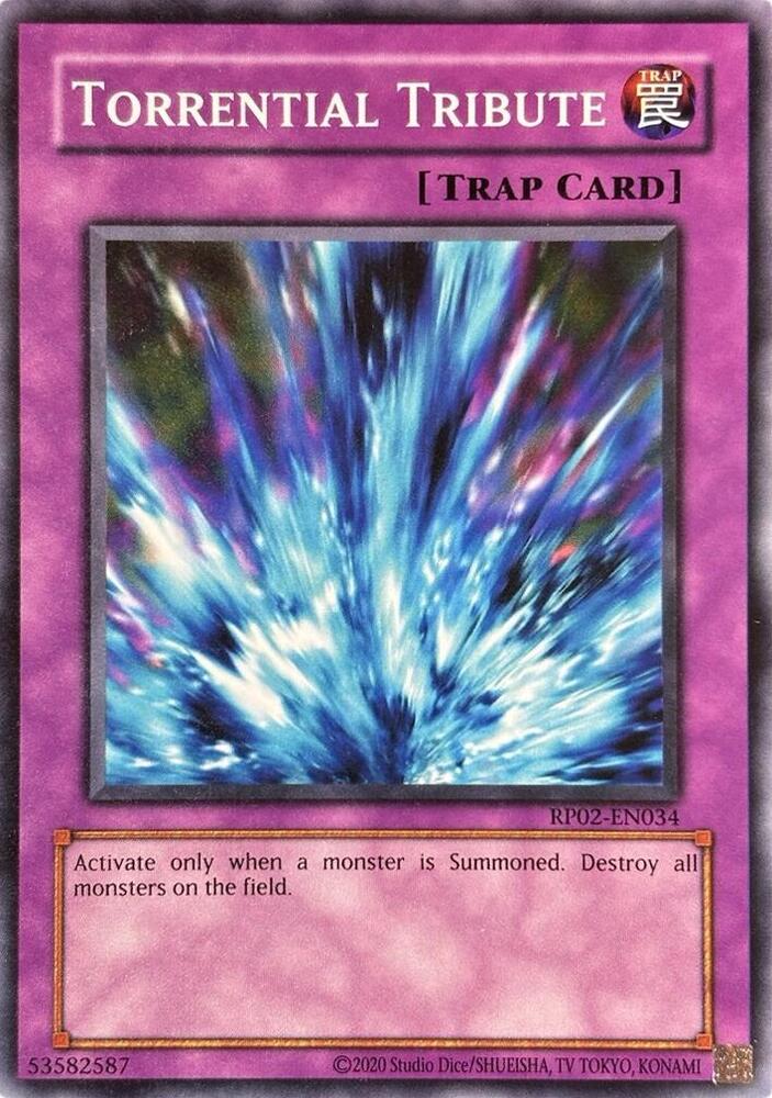 Torrential Tribute RP02-EN034 card from Retro Pack 2 (2020 Date Reprint)