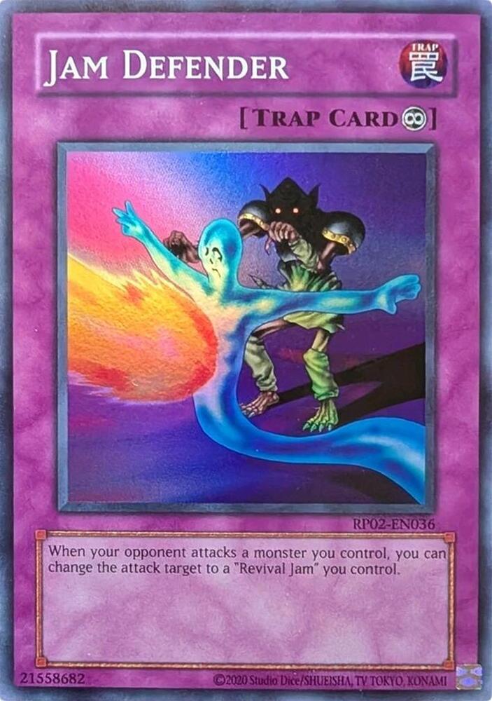 Jam Defender RP02-EN036 card from Retro Pack 2 (2020 Date Reprint)