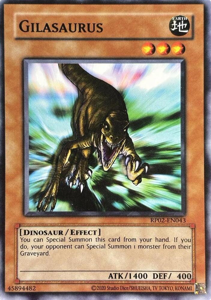 Gilasaurus RP02-EN043 card from Retro Pack 2 (2020 Date Reprint)