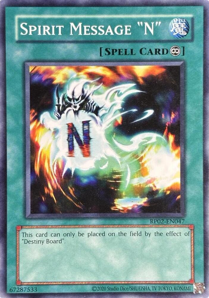 Spirit Message "N" RP02-EN047 card from Retro Pack 2 (2020 Date Reprint)