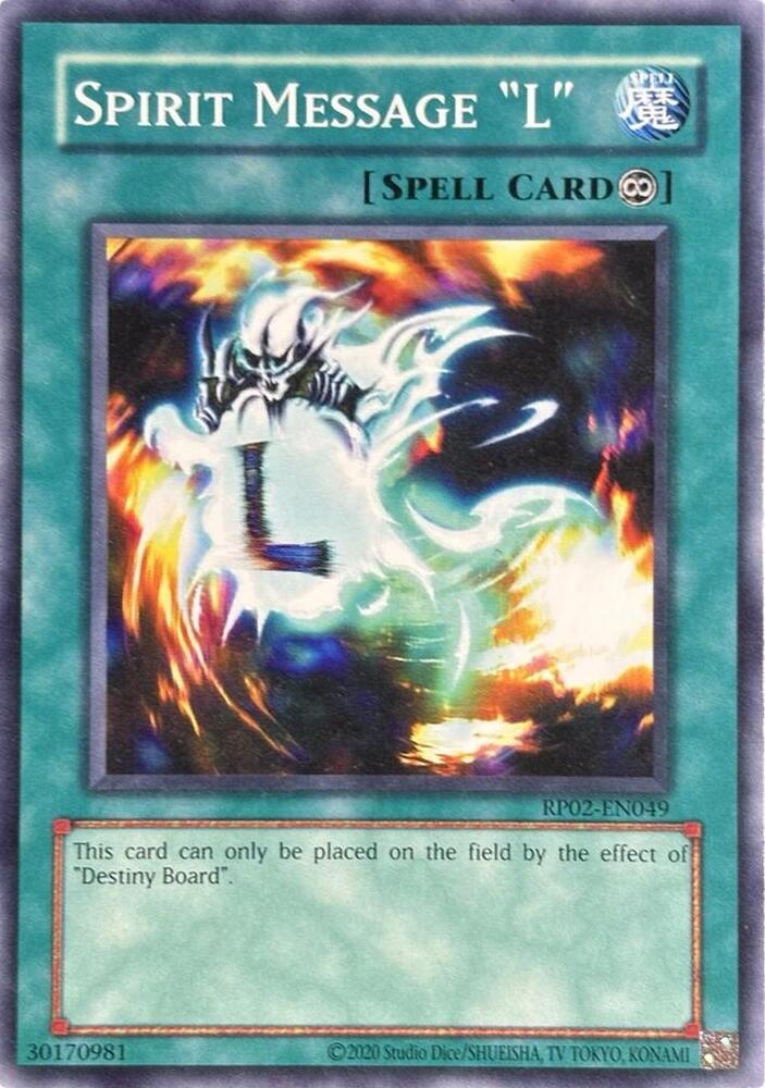 Spirit Message "L" RP02-EN049 card from Retro Pack 2 (2020 Date Reprint)