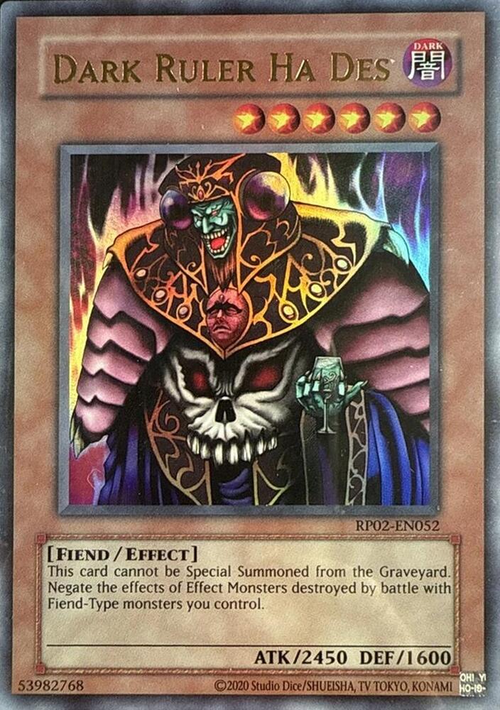 Dark Ruler Ha Des RP02-EN052 card from Retro Pack 2 (2020 Date Reprint)