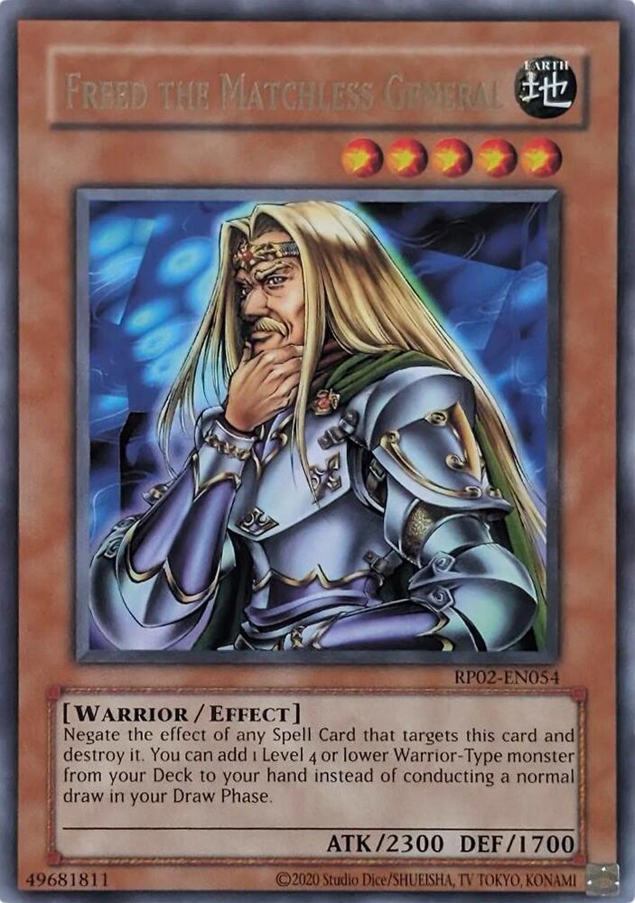 Freed the Matchless General RP02-EN054 card from Retro Pack 2 (2020 Date Reprint)