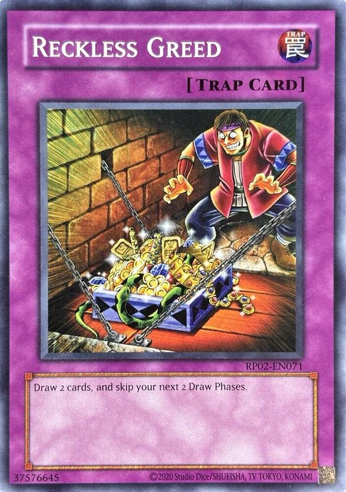 Reckless Greed RP02-EN071 card from Retro Pack 2 (2020 Date Reprint)