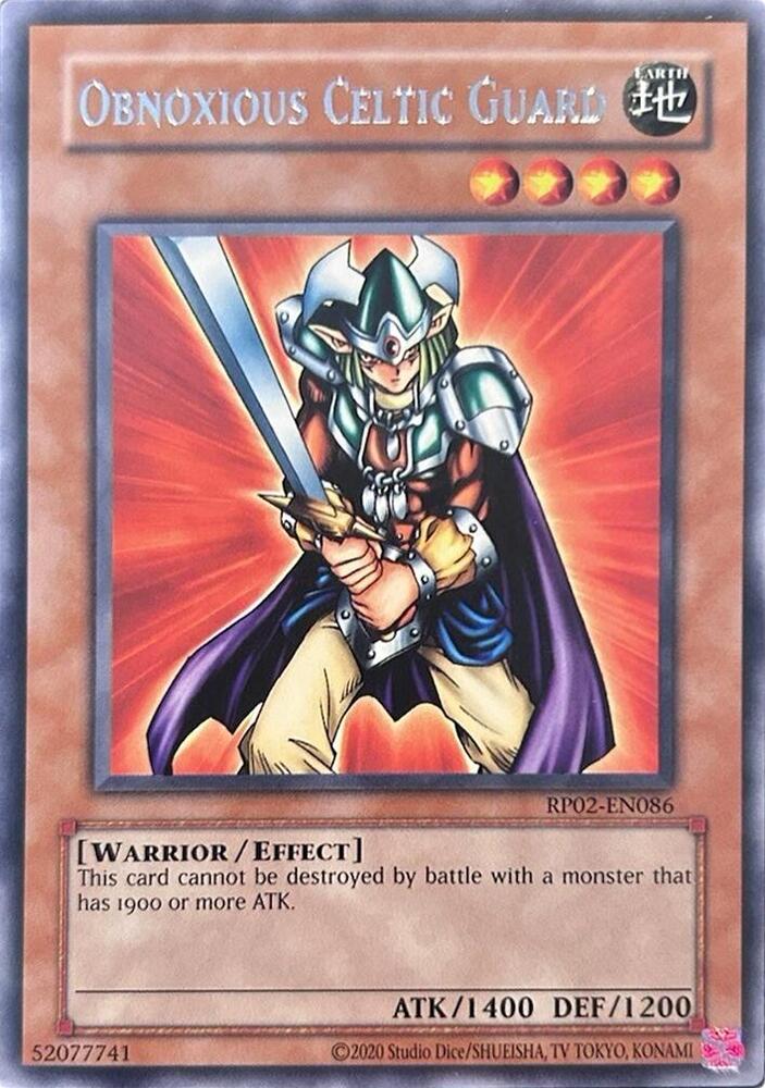 Obnoxious Celtic Guard RP02-EN086 card from Retro Pack 2 (2020 Date Reprint)