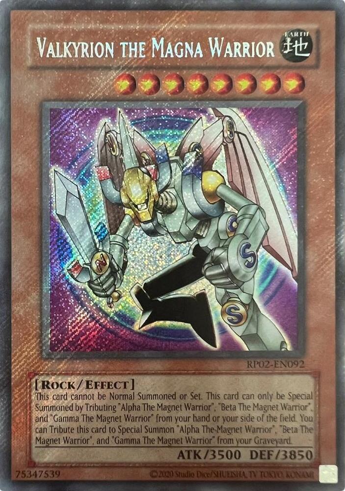 Valkyrion the Magna Warrior RP02-EN092 card from Retro Pack 2 (2020 Date Reprint)