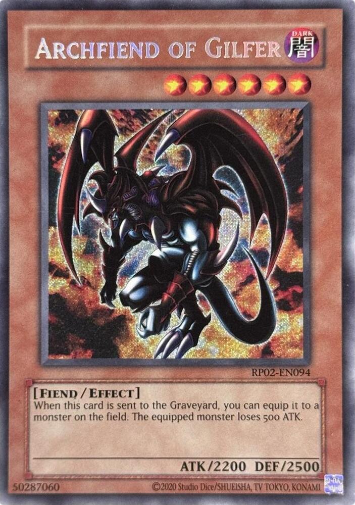 Archfiend of Gilfer RP02-EN094 card from Retro Pack 2 (2020 Date Reprint)