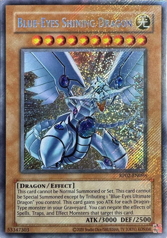 Blue-Eyes Shining Dragon RP02-EN096 card from Retro Pack 2 (2020 Date Reprint)