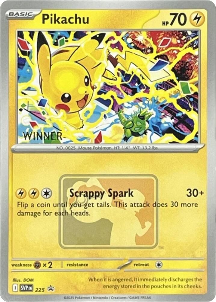 Pikachu (World Championship 2025) [Winner] 225 card from SV: Scarlet & Violet Promo Cards