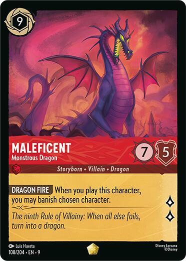 Maleficent - Monstrous Dragon 108/204 card from Fabled